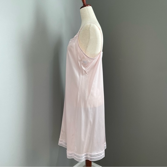Vintage Slip Dress Size 36 M Lilac Pink Lace Details Adjustable Straps Silky - Picture 5 of 13